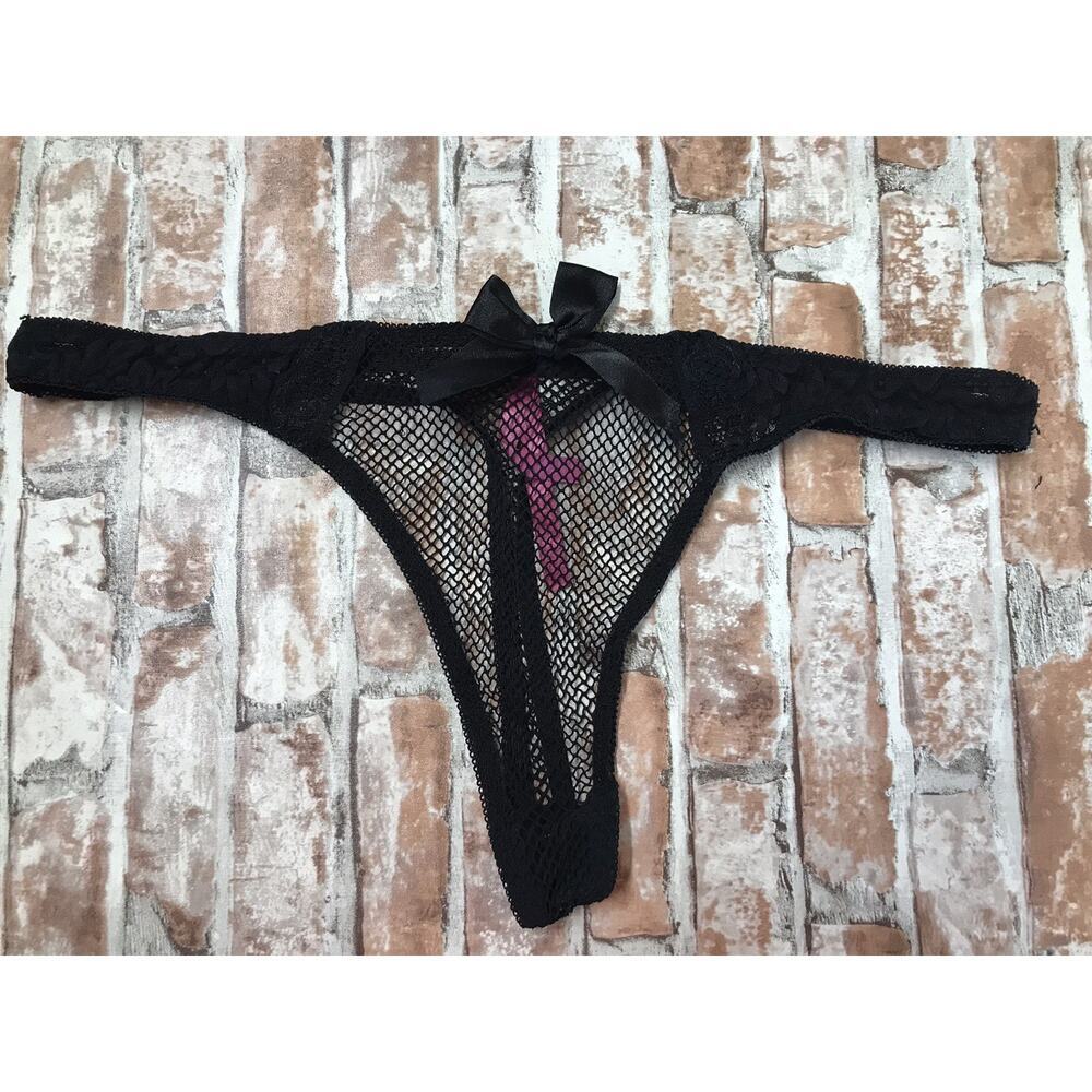 Women's Seven Til Midnight Sexy Black Net Lingere Panties Thong Size 3x/4x
